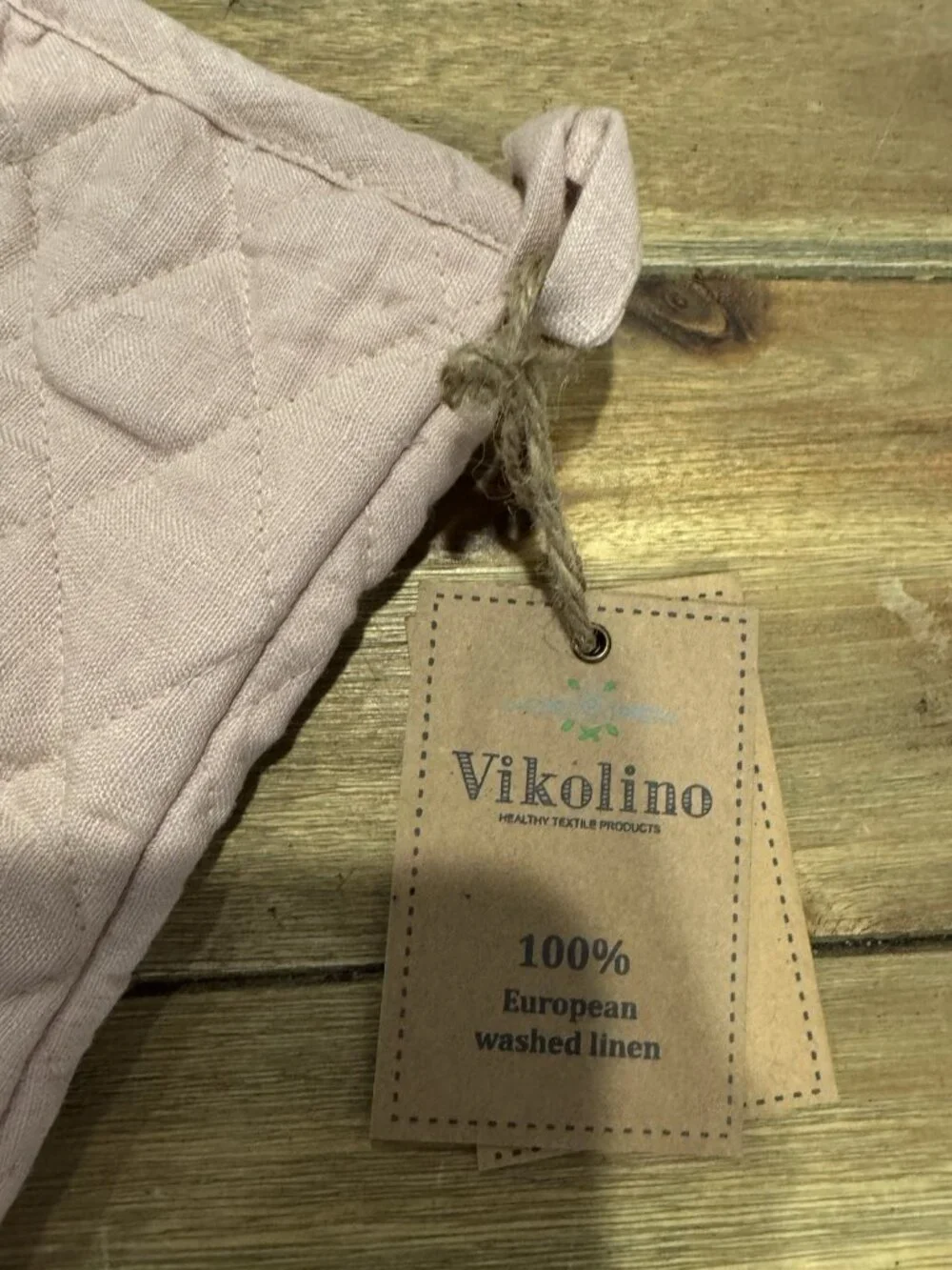 Vikolino Mauve Pink Linen Quilted Oven Glove Machine Washable 12.5